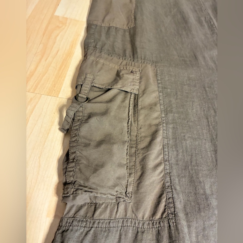 Vintage linen Made in Italy Cotton Utility Cargo Maxi Skirt Olive Green - Picture 14 of 15